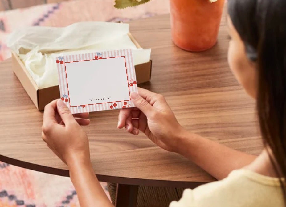 The Sweet Cherry Personalized Flat Notecards