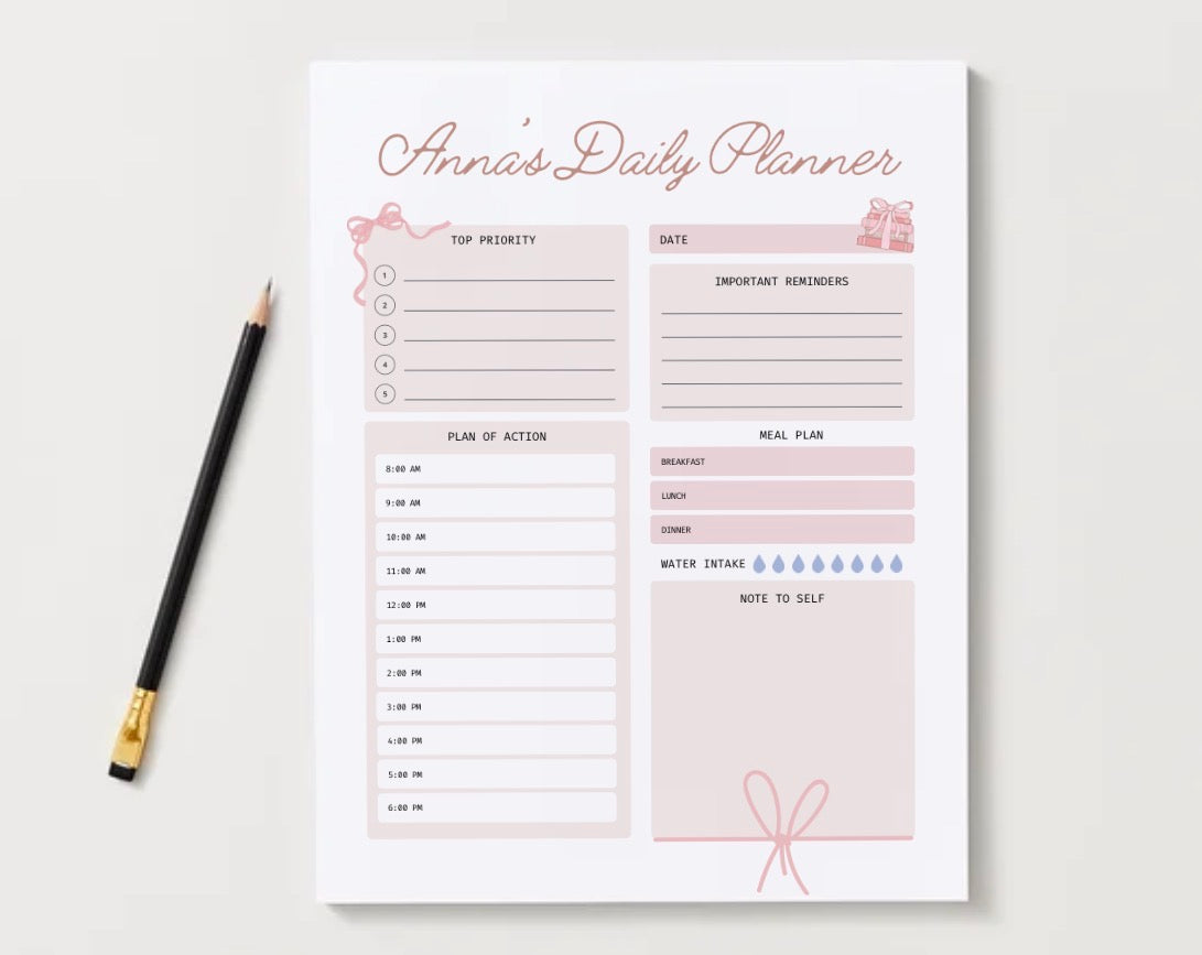 Coquette Personalized Daily Planner Pad (3 Sizes)