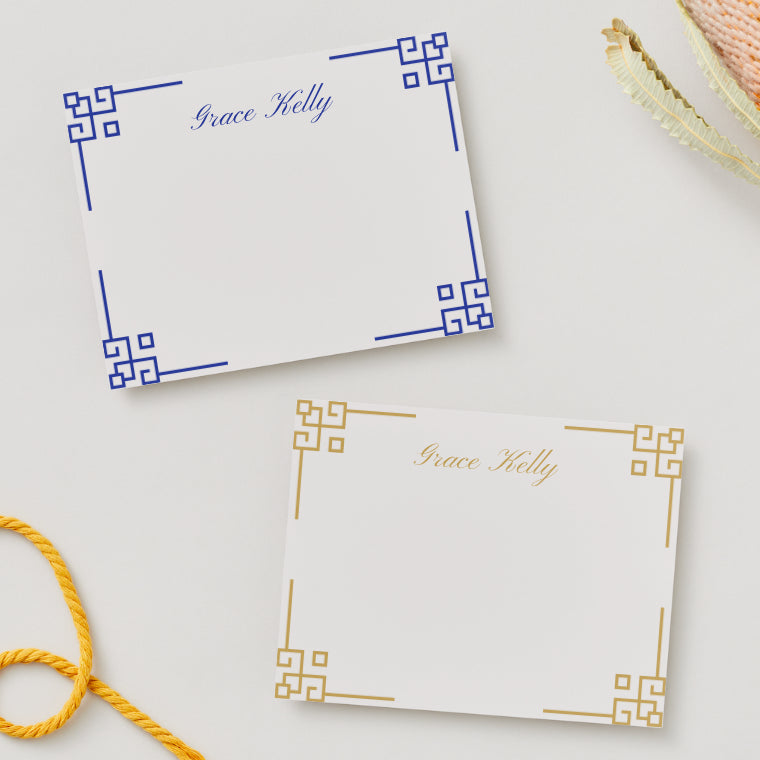 The Lattice Personalized Flat Notecards (2 Styles|4 Colors)