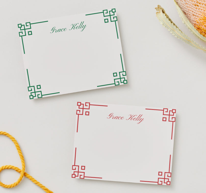 The Lattice Personalized Flat Notecards (2 Styles|4 Colors)