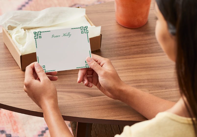 The Lattice Personalized Flat Notecards (2 Styles|4 Colors)