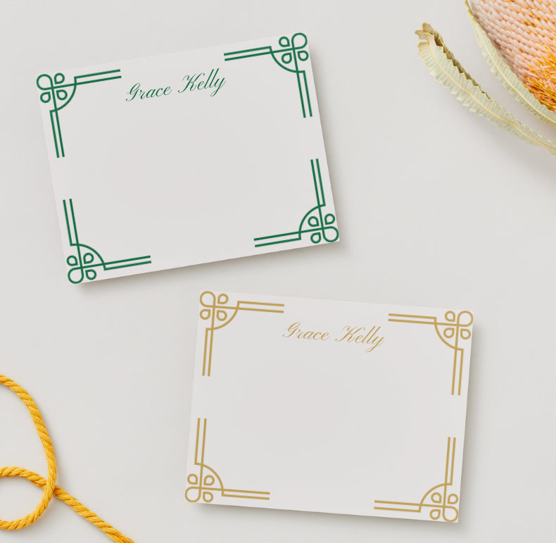 The Lattice Personalized Flat Notecards (2 Styles|4 Colors)