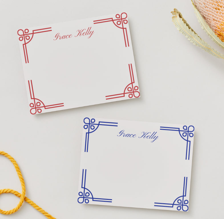 The Lattice Personalized Flat Notecards (2 Styles|4 Colors)